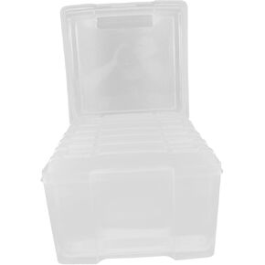 BESPORTBLE 6pcs Multi-Purpose Storage Boxes Transparent Plastic Organizer Cases for Greeting Cards Photos Items Durable Buckle Lid Design for Easy Access and Visibility