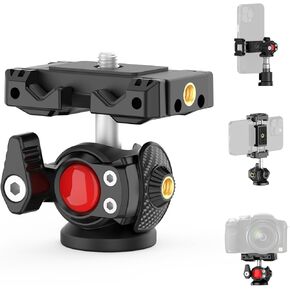XXZU Phone Tripod Mount With Ball Head,Tripod Head 360°Rotating Camera Ball Mount, Phone Holder Adapter With Cold Shoe, 1/4"Screw Tripod Mount Attachment for DSLR Camera,Phone,Monopod, Max Load 4.4lbs