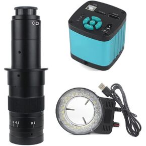 Microscope Kit 48MP 4K HDMI USB Digital Video Microscope Camera Industrial Monocular HD 180X Zoom C-Mount Lens Microscope Lens Adapters
