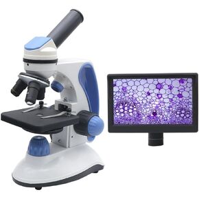 Microscope Kit 40X-2000X Monocular Microscope, with Adjustable Top/Bottom Lights LED Illumination Microscope Lens Adapters