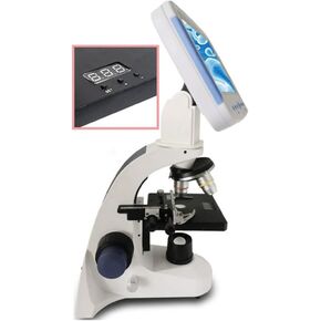 Microscope Kit Professional 2000X Digital Compound Biological, Microscope LED School Laboratory with Screen Measuring Line Microscope Lens Adapters