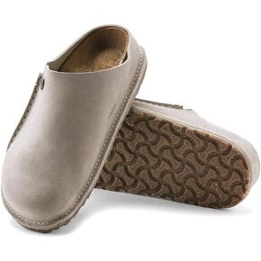 Birkenstock Zermatt Suede Leather Clogs with Cork-Latex Footbed - Stone Coin - 1021338