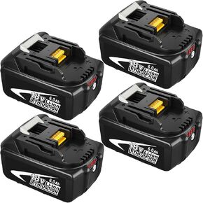 18V 6.0 Ah Lithium-Ion Battery Replacement for Makita 18V Battery 4Pack Compatible with Makita LXT 18 Volt Batteries BL1860B BL1850B BL1840B BL1830B BL1815B