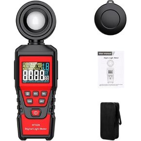Digital Illuminance Light Meter Tester, Digital Light Meter 100000 LUX Photometer Luxmeter Professional Lux FC Test Meter LED High Accuracy Illuminometer for set design, factory, office or home use(62
