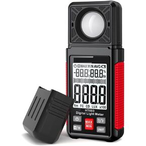 Digital Illuminance Light Meter Tester, Digital Luxmeter 200000 Lux FC Lightmeter Illuminance Meter Tester With Ambient Humidity And Temperature Meter for set design, factory, office or home use