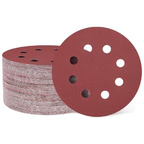 Harfington 150 pcs 5 بوصة القرص الرملي 8 ثقب 320 خطاف الحصن وورق الصنفرة العشوائية منصات الصنفرة المدارية العشوائية لتلميع المعادن للسيارات الخشبية