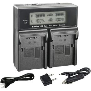 Kastar AG-VBR118 AC LCD Dual Fast Charger Compatible with Panasonic AG-VBR59 AG-VBR59G, AG-VBR89 AG-VBR89G, AG-VBR118 AG-VBR118G, VW-VBD29, VW-VBD58, VW-VBD58E-K, VW-VBD78, VW-VBD98