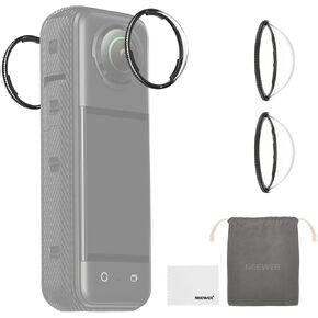حماة العدسات Neewer X4 متوافقة مع كاميرا Action Insta360 X4 ، حزمة من 2 لـ Insta 360 x4 ، واقي من العدسات الزجاجية المقبولة قابلة للإزالة HD مع صلابة 10 ساعات ، مع تنظيف القماش والحالة ، LPC01