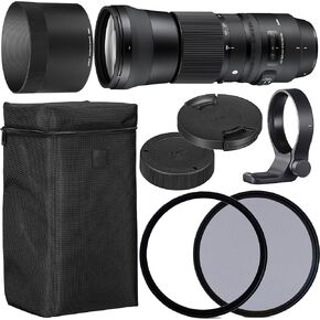 Sigma 150-600mm f/5-6.3 DG OS HSM Contemporary Lens for Canon EF with 95mm UV and 95mm Polarizing Filer + Case + Collar C-PL Starter Kit - International Version