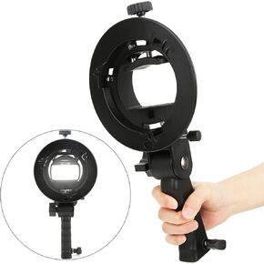 Flashlight Support, Handheld Hand Grip S Type Bracket Mount Holder for Bowens, Black, Small Size, Lightweight, Supports Most Studio Flash Accessories