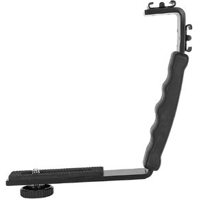 Camera Flash L Bracket Dual Hot Shoes Holder Mount Adapter Mount DV Microphone LED Light for Photography Lovers