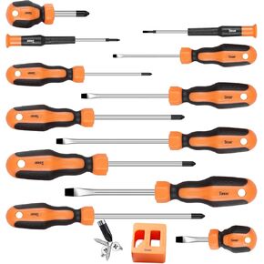 Screwdriver Set, 44-Piece Magnetic Screwdriver Set with Plastic Racking,Includs Slotted,Phillips,Metric Socket, bits, Precision Screwdriver for Home Repair,DIY Craft,Men Tools Gift,Screw Driver Set