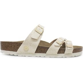 Birkenstock Usisex Franca Rivet Logo Textile Vegan Canvas Eggshell Sandals 10 W / 8 M US