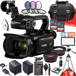 Canon XA65 Professional UHD 4K Camcorder + 2pc 64 GB Memory + Extra Battery + LED LIGH