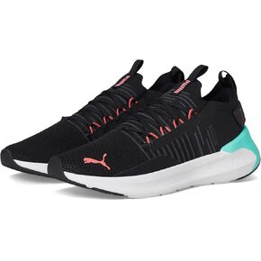 PUMA Women's Softride Symmetry Fuzion Running Shoes Sneaker, Black-Aquatic-Peach Frost, 8.5