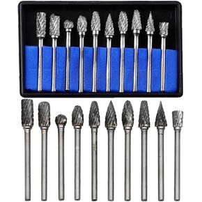 Double Thread Carbide Burr Set,10pcs Tungsten Steel Double Cut Rotary Burr Set,Metal Carving Drilling Polishing Bits,Rotary Tool for Drilling,Engraving,Metal Carving,Polishing,Woodworking