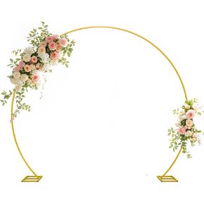 Wedding Arch 8FT Round Backdrop Stand Gold Metal Circle Backdrop Stand Circle Balloon Arch Stand Frame for Birthday Party Bridal Shower Anniversary Ceremony Candy Tables Celebration