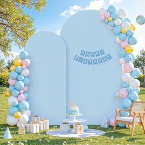 Blue Arch Backdrop Cover, Set of 2 Spandex Fitted Stretchy Arch Stand Covers, 2-Sided Round Top Chiara Backdrop Cover for Birthday Party Baby Shower Wedding Banquet Arch Decoration