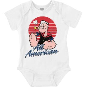 Brisco Brands All American Popeye The Sailor Man Baby Romper Boys or Girls