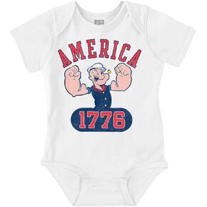 Brisco Brands Popeye The Sailor Man America 1776 Baby Romper Boys or Girls