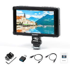 FeelWorld 6 بوصة DSLR كاميرا الحقل شاشة ، 1200NIT عالية 4K HDMI على شاشة الكاميرا ، 3D LUT 1920X1080 HD FOCENT ASSION Full Waveform Video Field Monitor FW568PRO