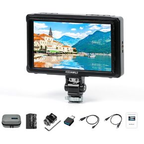 FEELWORLD 6 Inch DSLR Camera Field Monitor,1200nit High Bright 4K HDMI On Camera Monitor, 3D Lut Full Waveform Video Field Monitor with NP-F750 Battery and Bag FW568PRO