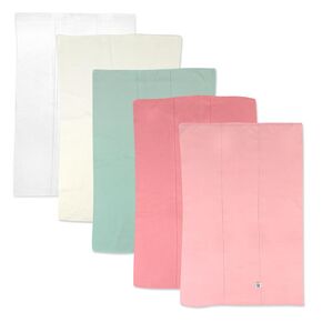 HonestBaby Tri-Fold Burp Burp Cloths Soft Extorbent 100 ٪ من القطن العضوي للطفل والبنات وكريمة الفراولة وحجم واحد