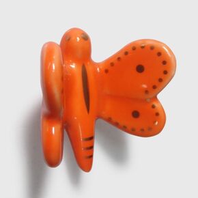 5x Butterfly Ceramic Cabinet Drawer Knobs Porcelain Kids Wardrobe Handles For Closet Cupboard Kitchen Furniture Pulls Hooks - (Color: ButterflyRedKnobs)