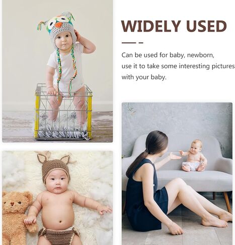 HOMSFOU Mini Wooden Bed Photography Prop for Newborns Vintage Design Decorative Photo Prop Sturdy Bed for Creative Photoshoots in Kuwait