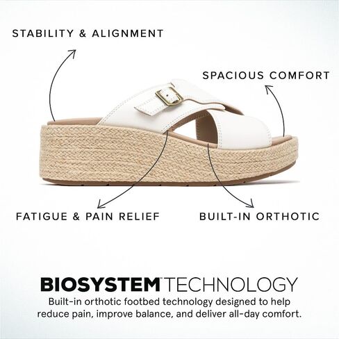 ABEO Women's Solstice Cross Slide Sandals | Arch Support Wedge Sandals | Built-In Metatarsal Pads | Black, Size 6-11 in Saudi Arabia