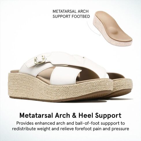 ABEO Women's Solstice Cross Slide Sandals | Arch Support Wedge Sandals | Built-In Metatarsal Pads | Black, Size 6-11 in Saudi Arabia