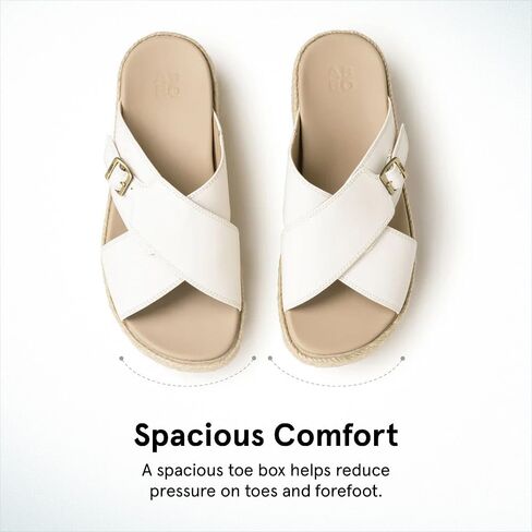 ABEO Women's Solstice Cross Slide Sandals | Arch Support Wedge Sandals | Built-In Metatarsal Pads | Black, Size 6-11 in Saudi Arabia