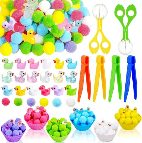 Bbiamsleep 352 Pcs 4th of July Sensory Bin Filler Fine Motor Skills Counting Sorting Pom Poms Decorations Patriotic Sensory Bin Items for Independence Day Sorting Counting Training in Saudi Arabia