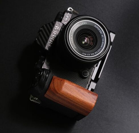 Handmade Wood Hand Grip Holder Handle for X-S20 XS20 Camera with Alloy Baseplate (Ebony(Black Alloy Base)) in Kuwait