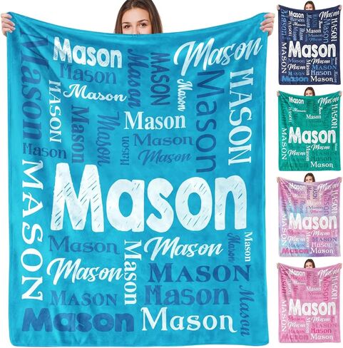 Ships Next Day, Personalized Blanket for Kids Custom Baby Blanket with Name Customized Flannel Throw Blanket Personalized Christmas Blankets Gifts for Girls Boys Men Women Mom in Saudi Arabia