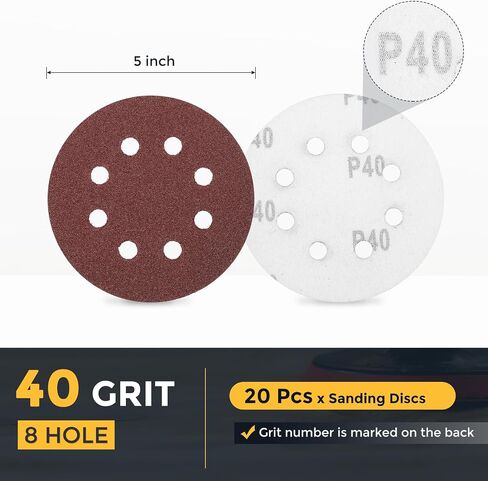 Harfington 150 pcs 5 بوصة القرص الرملي 8 ثقب 320 خطاف الحصن وورق الصنفرة العشوائية منصات الصنفرة المدارية العشوائية لتلميع المعادن للسيارات الخشبية in Saudi Arabia