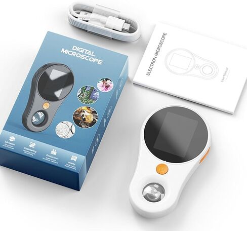 500X Handheld Digital Microscope, 8 LED Lights, Type C Connection, 2MP 1920x1080P HD Photo and Vi for Kids & Adults, for Win for Vista XP 7 8 10 11, for OS X 11.0 (White) in Saudi Arabia
