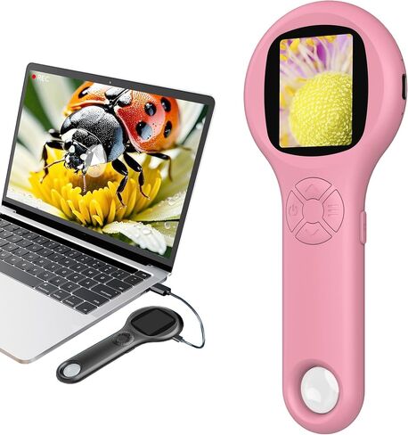 المجهر للأطفال ، ألعاب مجموعة العلوم التعليمية الكاميرا الزجاجية الرقمية المكبرة باليد ، Macro Fix Focus Mini Microscopes 500x التكبير ، تكبير 4x ، التعلم التفاعلي in Kuwait