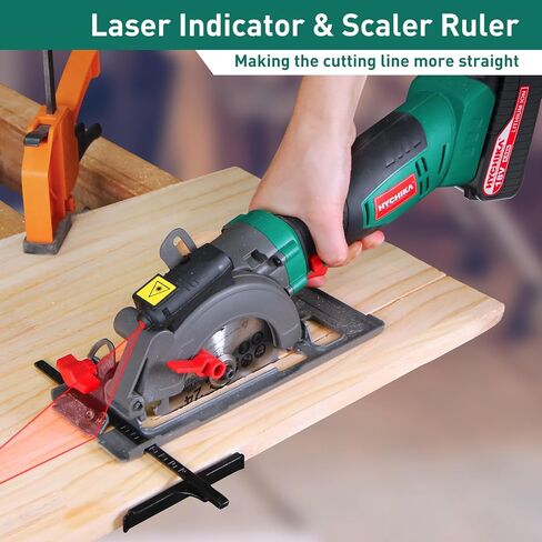 HYCHIKA Cordless Circular Saw, 18V Mini Circular Saw with 4.0Ah Battery, 3 Blades(4-1/2",4-9/10"), 3500RPM Max Cuting Depth:90°(48mm)/45°(32mm), Compact Circular Saw for Wood, Plastic and Soft Metal in Kuwait