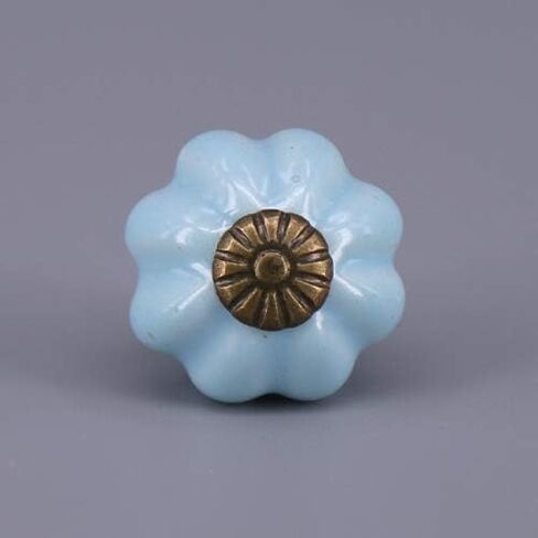 1x ceramic pumpkin knobs lovely children room Dresser handles porcelain jewellery box drawer cabinet small knobs 25x24mm - (Color: Blue) in Saudi Arabia