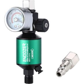 1/4" NPT Inlet and Outlet Air Compressor Water Separator Clean Dry Air, with Drain Valve and Pressure Regulator for Spray Gun