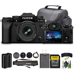 Fujifilm X-T5 Professional Compact Digital Mirrorless Camera with XF 16-50mm f/2.8-4.8 Lens (Black) Bundle with 64GB UHS-II SDXC Memory Card + Travel Bag and Lens Cleaning Kit