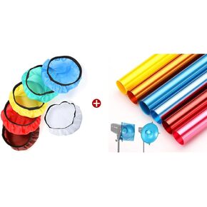 قريبا 7 "180 مم Soft Diffuser Sock & 6pcs 19x39in/50x100cm ورقة تصفية هلام الإضاءة النشر