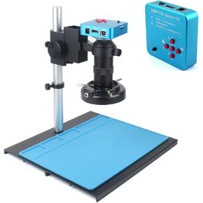 Microscope Kit 48MP 4K USB Digital Video Monocular Microscope Camera Continus Zoom 180X C-Mount Microscope Lens Adapters