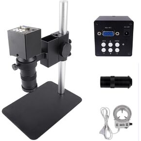 Microscope Kit Monocular Microscope Digital Camera 38MP 1080P Lens with LED Light Workbench Stand Microscope Lens Adapters
