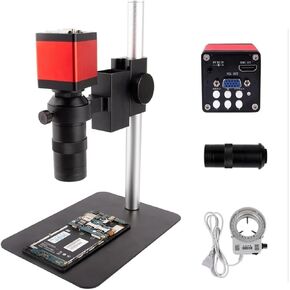 Microscope Kit Monocular Microscope Digital Camera 38MP 1080P Lens with LED Light Workbench Stand Microscope Lens Adapters