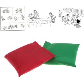2Pcs Plastic Granules Sandbags for Lightweight Bean Bags Red and Green for Playing and Outdoor Games