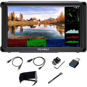 FEELWORLD FW568 PRO 6 Inch DSLR Mirrorless Camera Field Monitor,4K HDMI 1920x1080,1200 Nits,Waveform LUT Video Peaking Focus Assist,DC 8.4V Output with F970 External Install kit