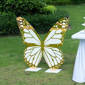 Efavormart Wooden Butterfly Wings Party Backdrop ، Photo Butterfly Class Butterfly Stand Photo Photo - White ، 4.5ftx3.5ft
