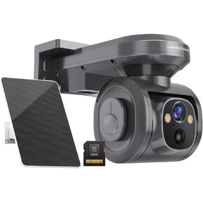 2.5K 4MP 4G LTE Cellular Security Camera Solar Power Wireless Outdoor, 24/7 Recording No Need WiFi, 360° Live View, Includes SIM & 64GB SD Card, Color Night Vision
